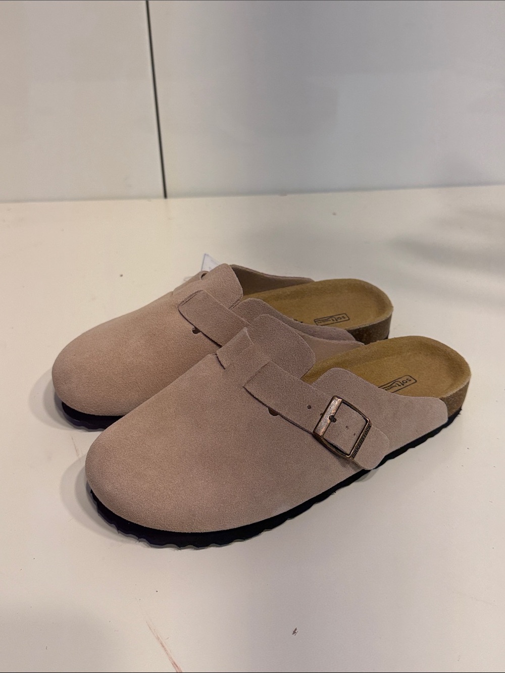 Like new Birkenstock Suede Slip-On Clog with Buckle - Blush women’s 6-6.5